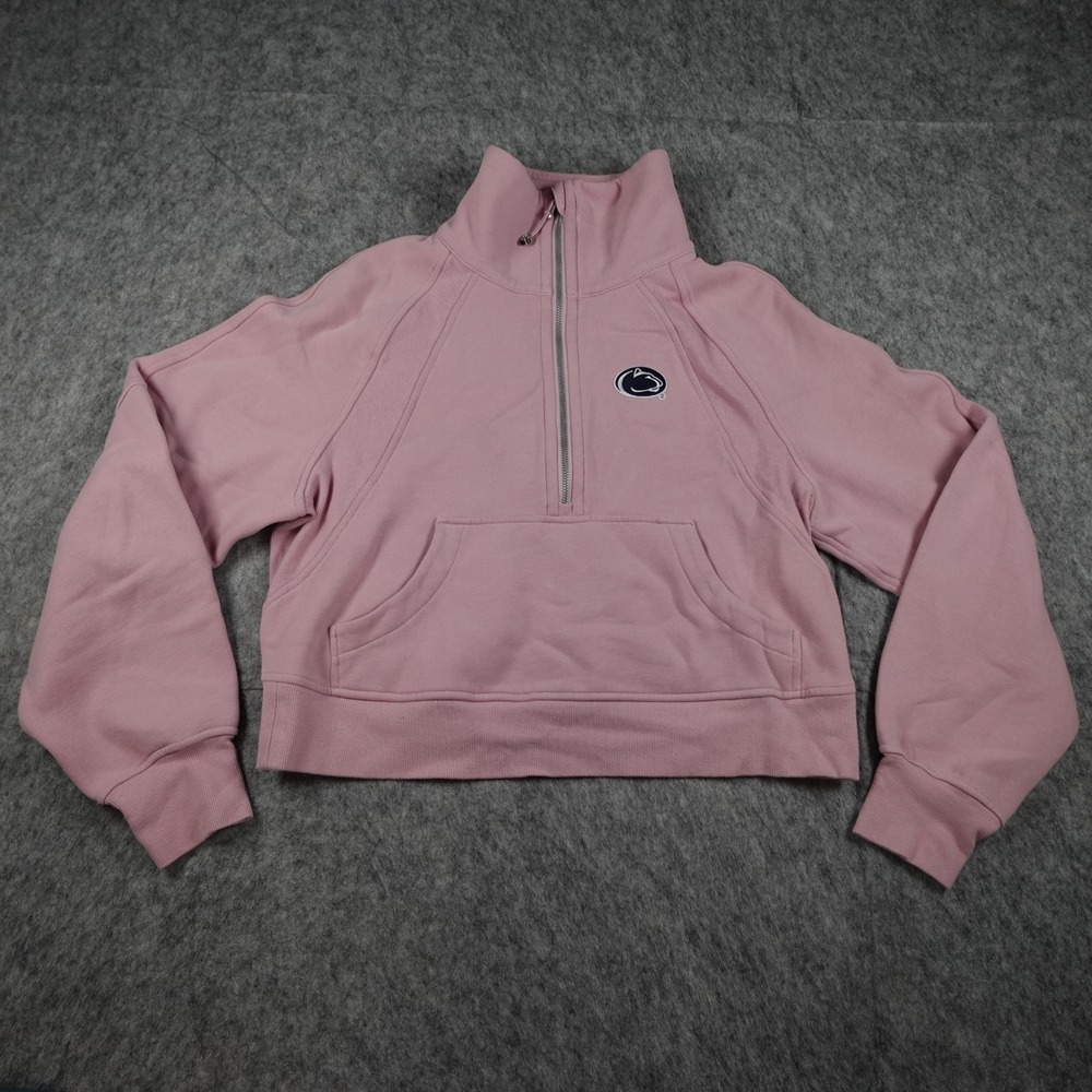 Lululemon Sweatshirt Womens XS/S Pink Scuba Oversized Funnel Neck 1/2 Zip Logo